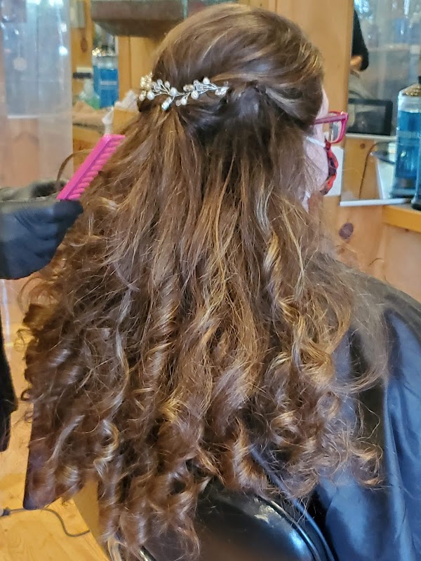 Close-up of a professional hair coloring service at Marion's Hair Design salon in Apalachin, NY.