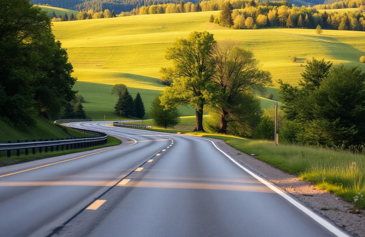 Scenic Southern Tier New York road near Owego representing the easy drive to Marion's Hair Design in Apalachin.